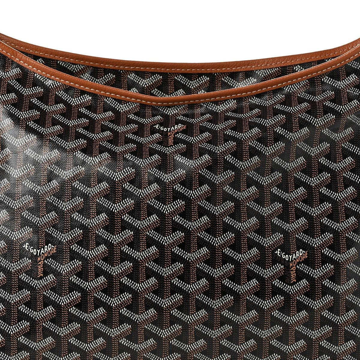 GOYARD Bohème Hobo Shoulder Bag – Black & Gold with Brown Leather Trim
