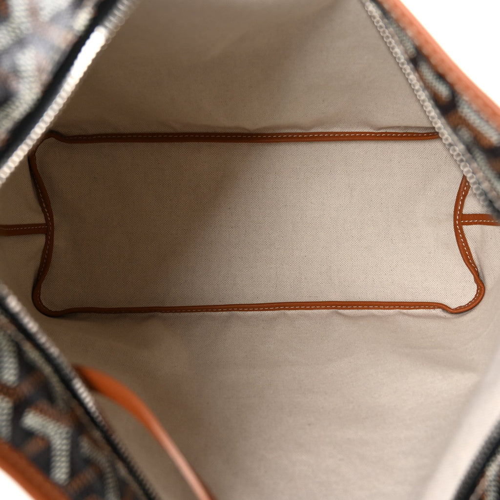 GOYARD Bohème Hobo Shoulder Bag – Black & Gold with Brown Leather Trim