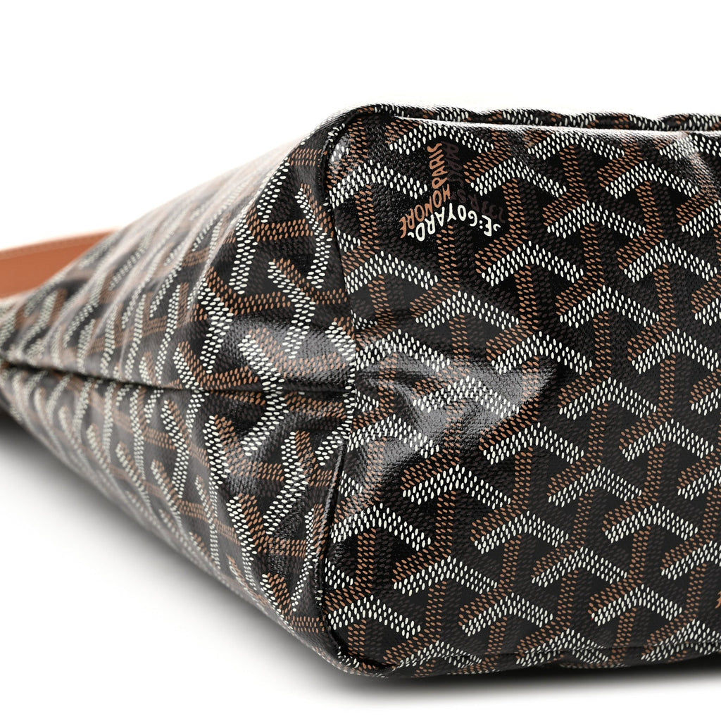 GOYARD Bohème Hobo Shoulder Bag – Black & Gold with Brown Leather Trim