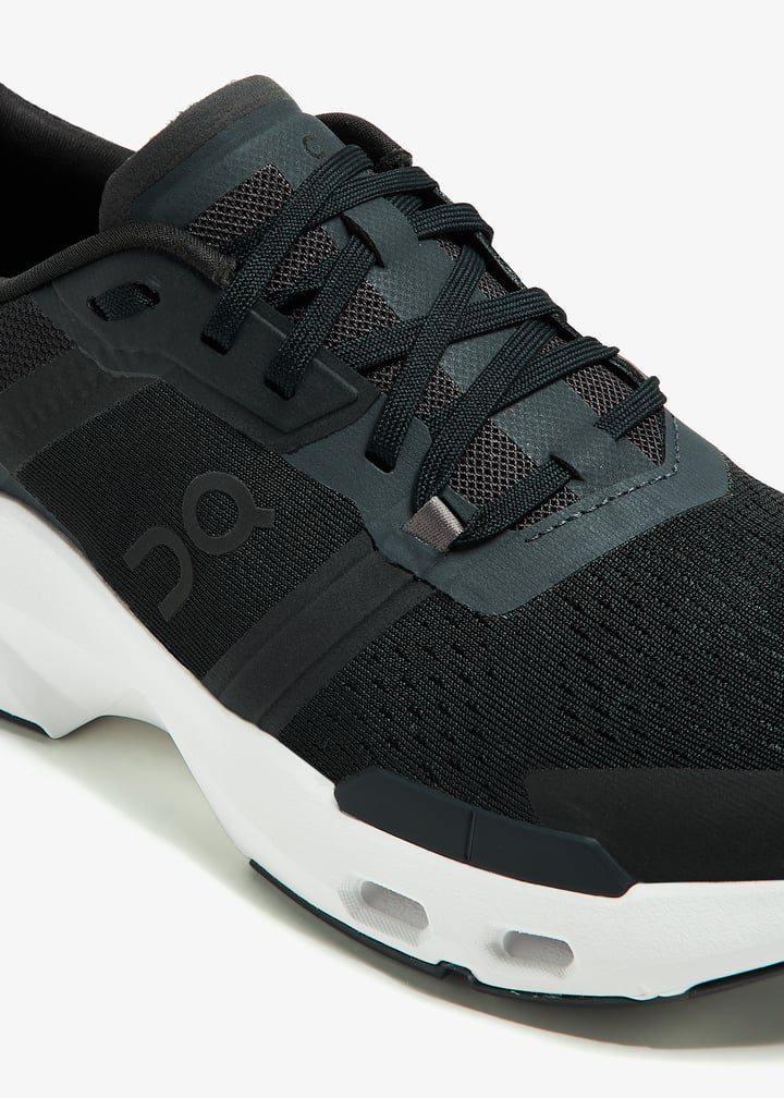 On Black Mesh Sneakers with White Cutout Sole
