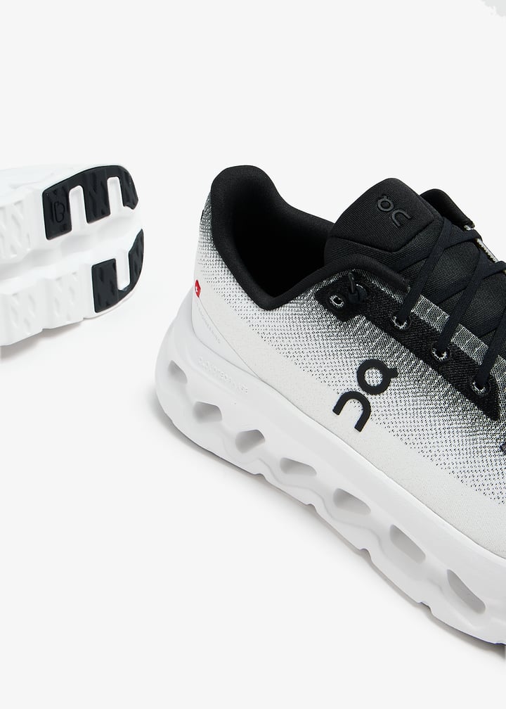 On White & Black Lace-Up Sneakers with Sculpted Cutout Sole