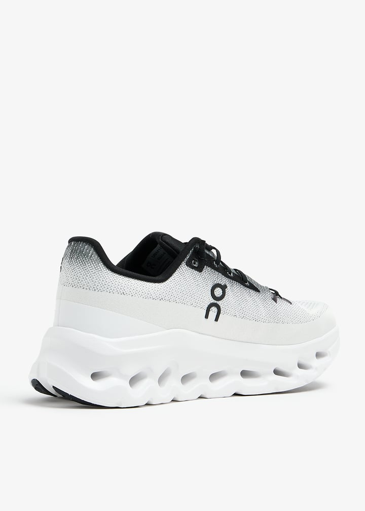 On White & Black Lace-Up Sneakers with Sculpted Cutout Sole