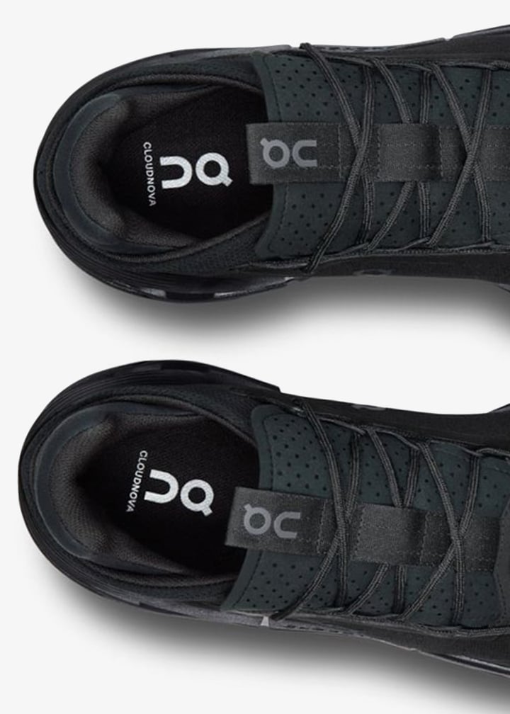 On All-Black Low-Top Sneakers with Cutout Sole