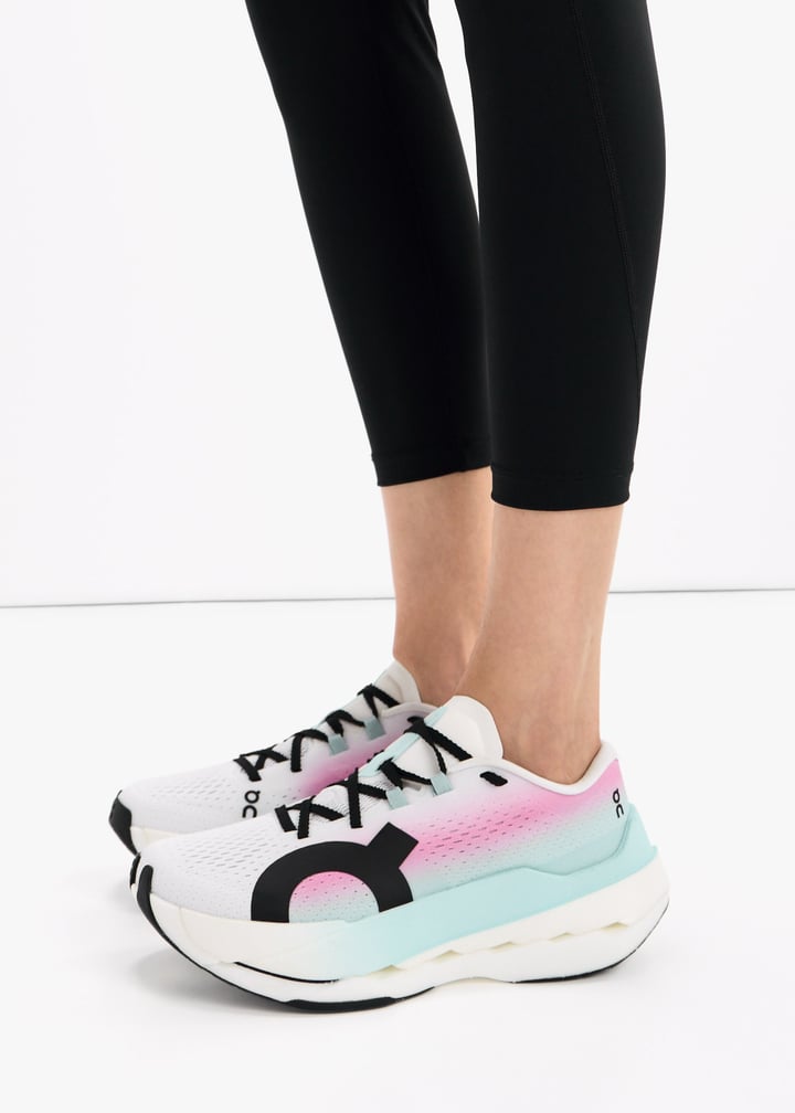 On White, Pink and Mint Gradient Sneakers with Cutout Sole
