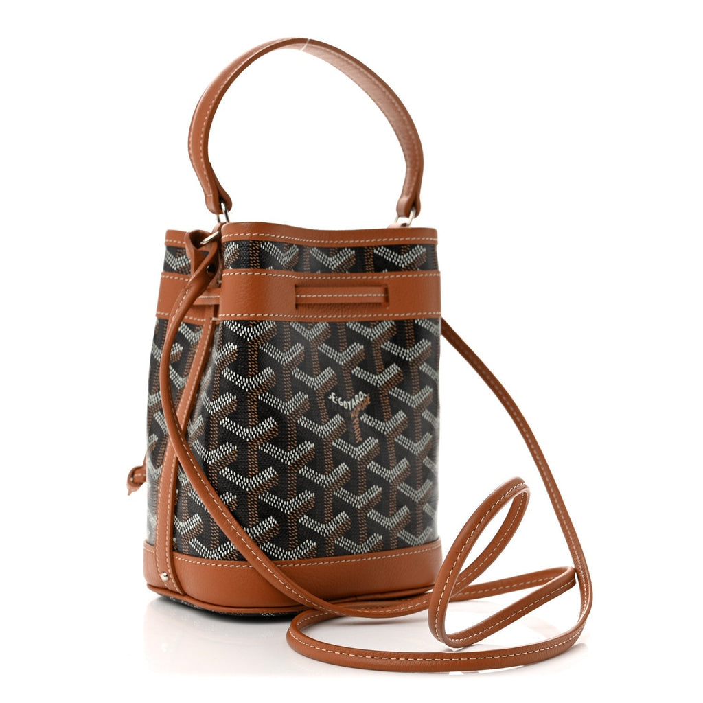GOYARD Goyardine Petit Flot Mini Bucket Bag - Black & Gold