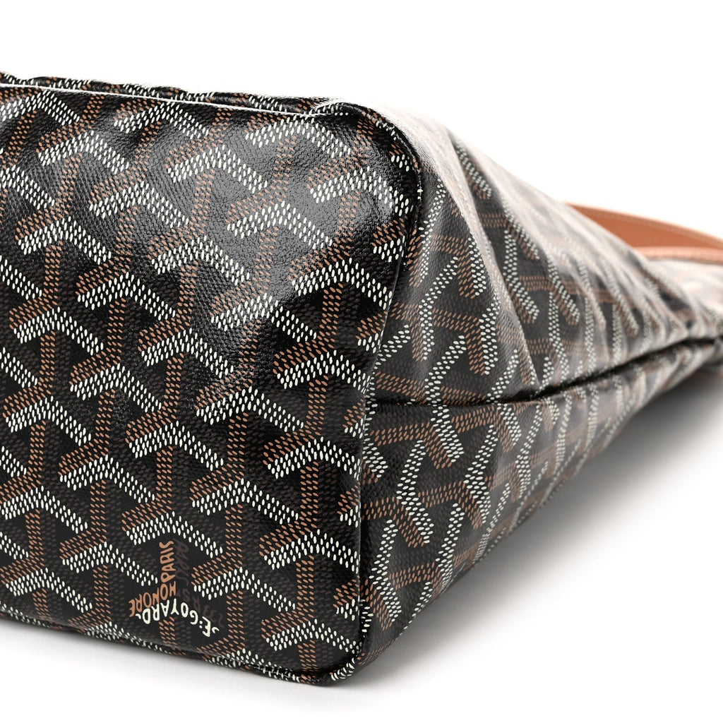 GOYARD Bohème Hobo Shoulder Bag – Black & Gold with Brown Leather Trim