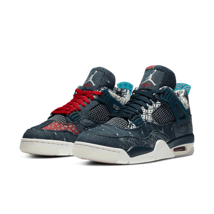 Air Jordan 4 Retro SE Sashiko – Blue Patchwork Sneakers