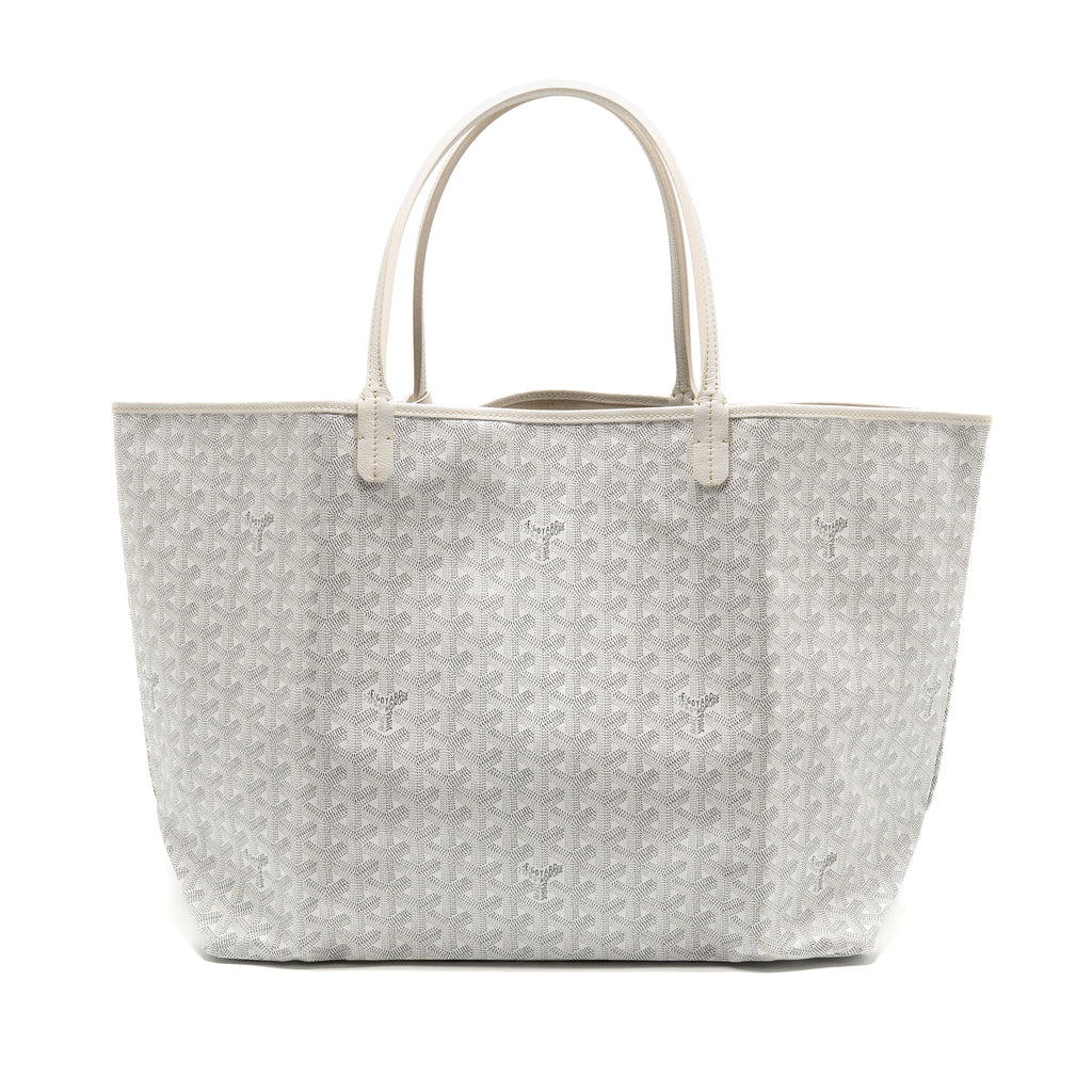White Coated Canvas Tote with Calfskin Trim & Coin Pouch