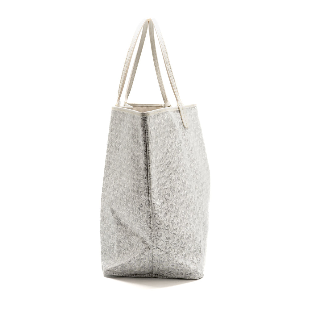 White Coated Canvas Tote with Calfskin Trim & Coin Pouch