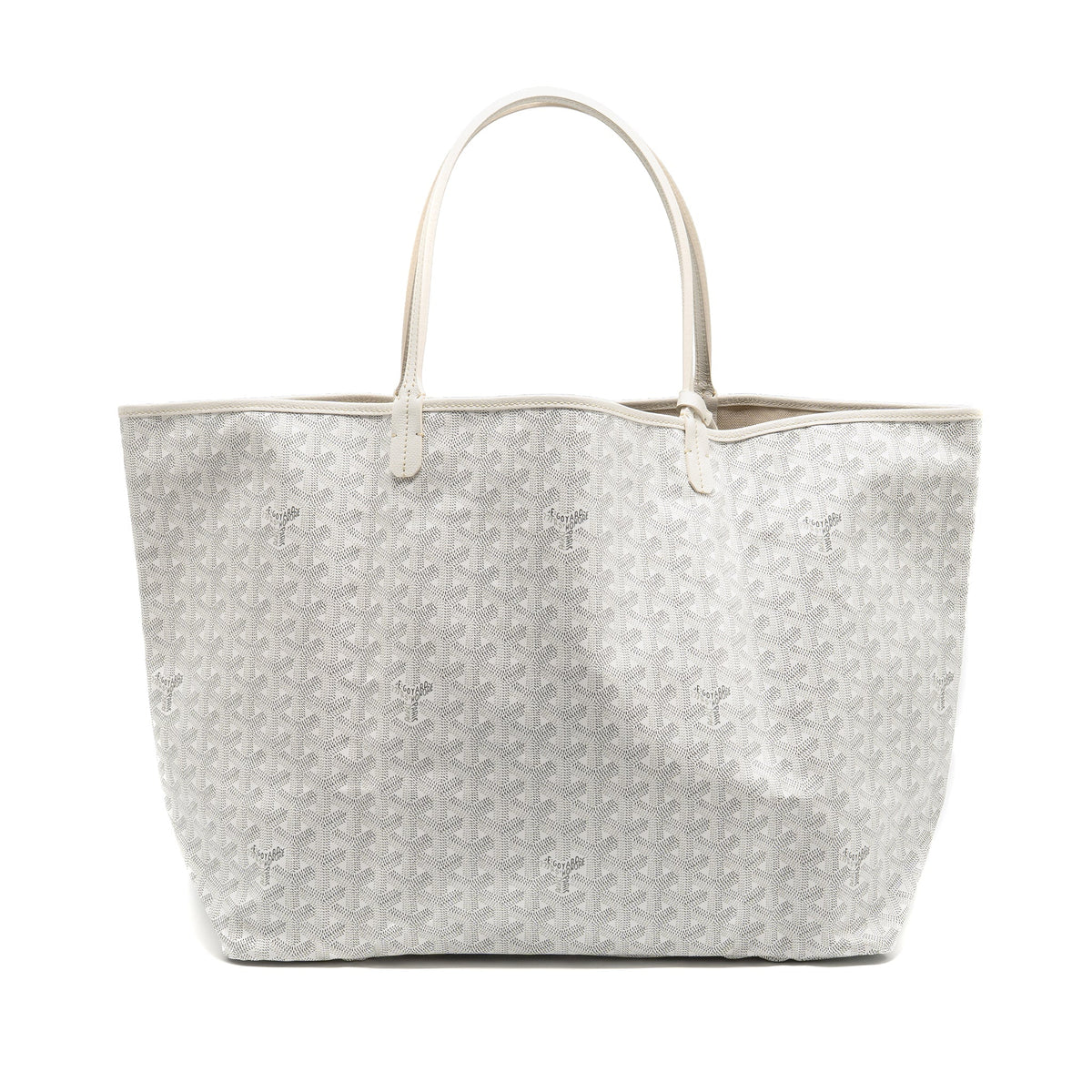 White Coated Canvas Tote with Calfskin Trim & Coin Pouch