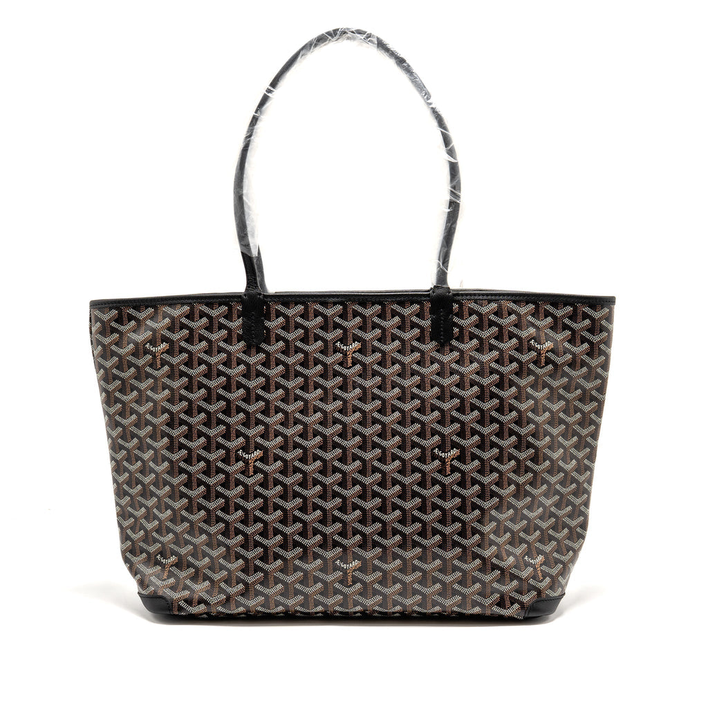 Goyard Artois MM Handbag – Black Goyardine Canvas & Calfskin, Silver Hardware