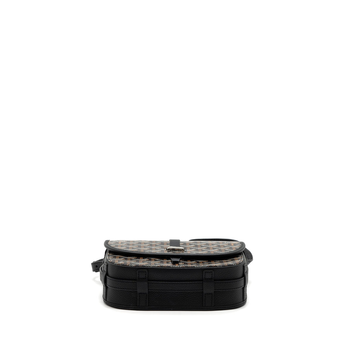 Goyard-Style Messenger Bag - Black Calfskin & Canvas