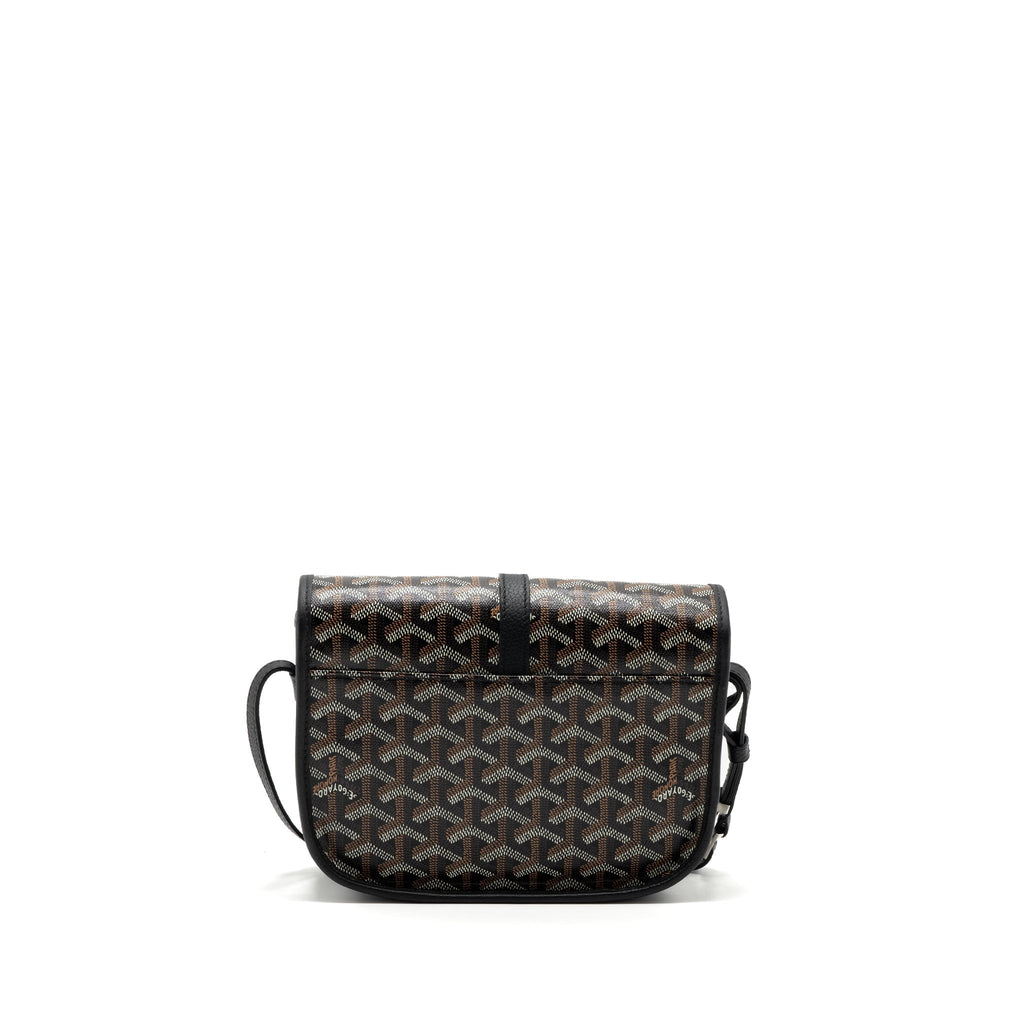 Goyard-Style Messenger Bag - Black Calfskin & Canvas