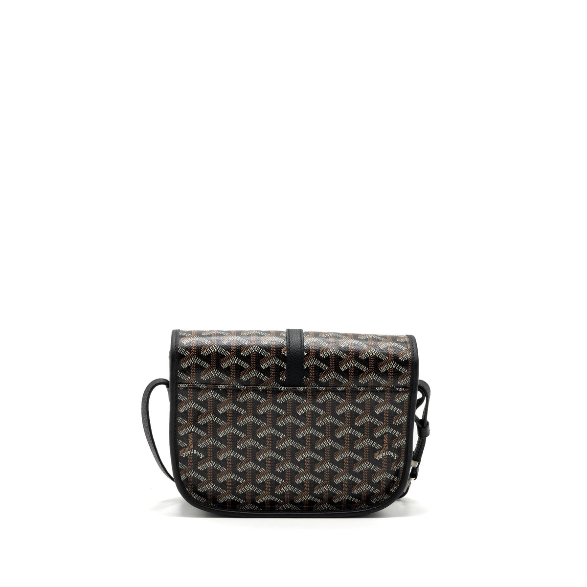 Goyard-Style Messenger Bag - Black Calfskin & Canvas