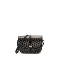 Goyard-Style Messenger Bag - Black Calfskin & Canvas