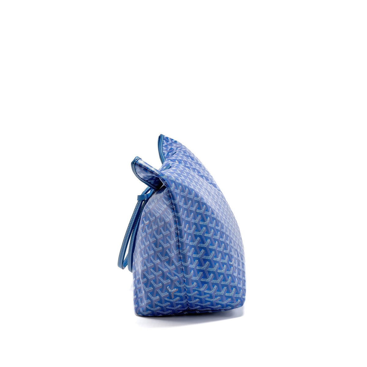 Blue Coated Canvas Tote with Calfskin Trim