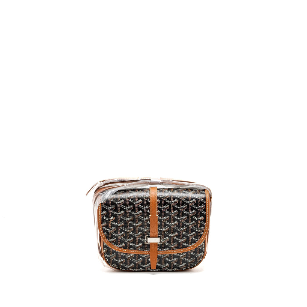 Goyard Belvedere PM Messenger Bag – Black & Tan Goyardine Canvas & Calfskin, Silver Hardware