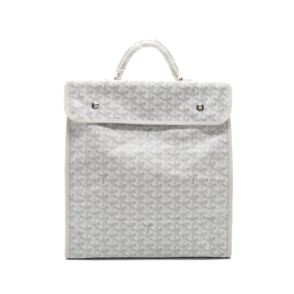 Goyard Saint Léger Backpack – White Goyardine Canvas, Silver Hardware