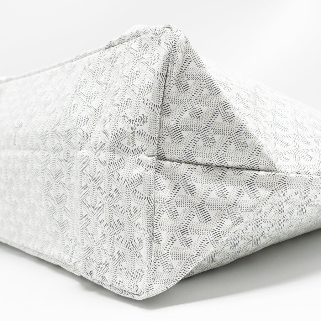White Coated Canvas Tote with Calfskin Trim & Coin Pouch
