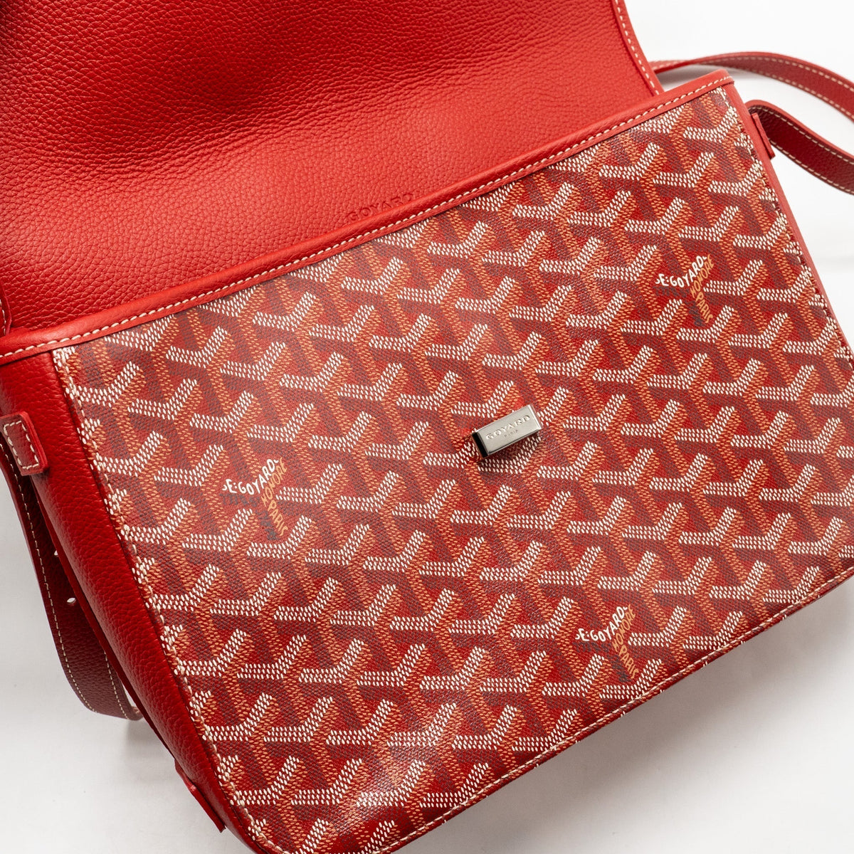 Goyard Belvedere MM Messenger Bag – Red Goyardine Canvas & Calfskin, Silver Hardware