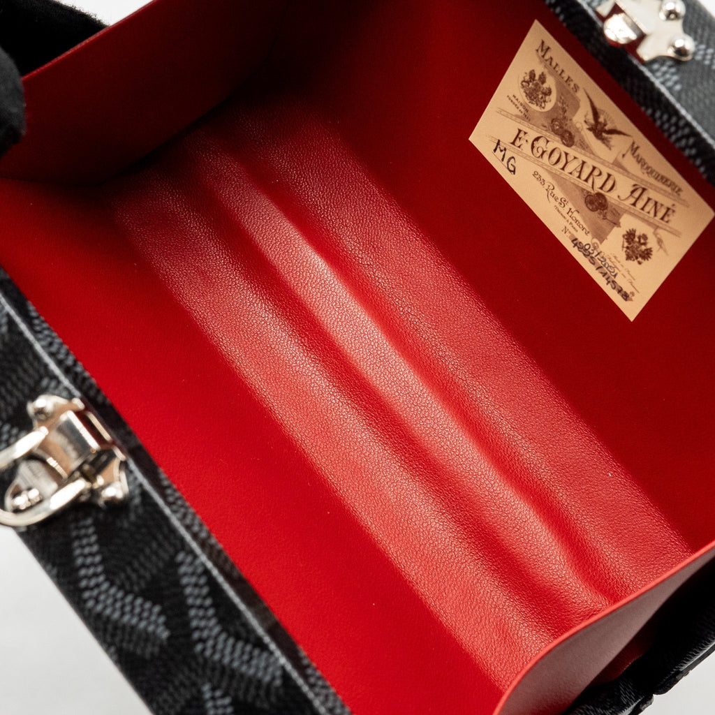 Goyard Minaüdière Trunk Bag – Black Goyardine Canvas, Silver Hardware