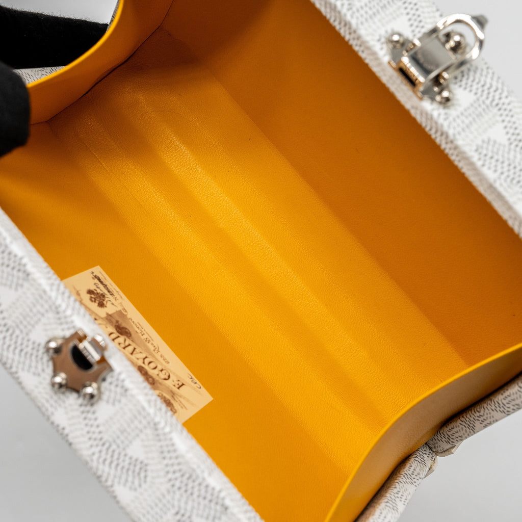Goyard-Inspired Mini Trunk Bag – White & Silver-Tone | Replica