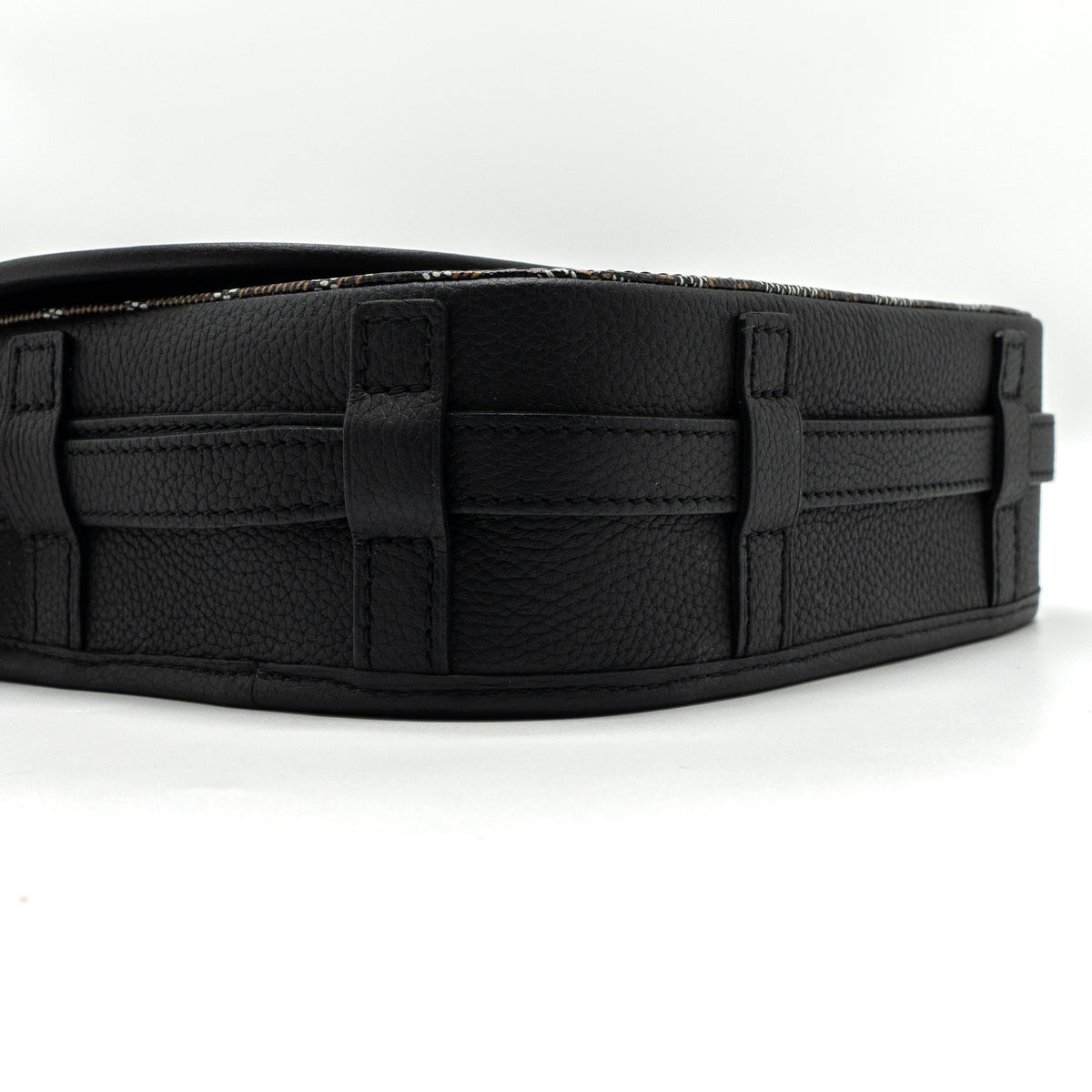 Goyard-Style Messenger Bag - Black Calfskin & Canvas