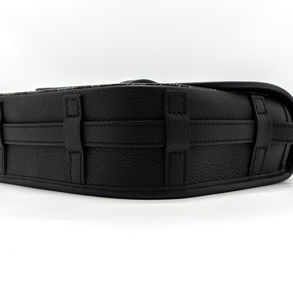Goyard-Style Messenger Bag - Black Calfskin & Canvas