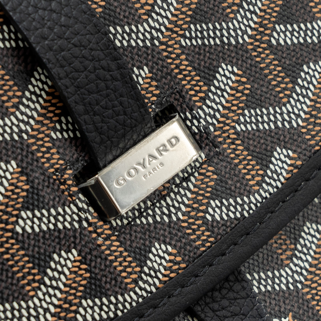 Goyard-Style Messenger Bag - Black Calfskin & Canvas