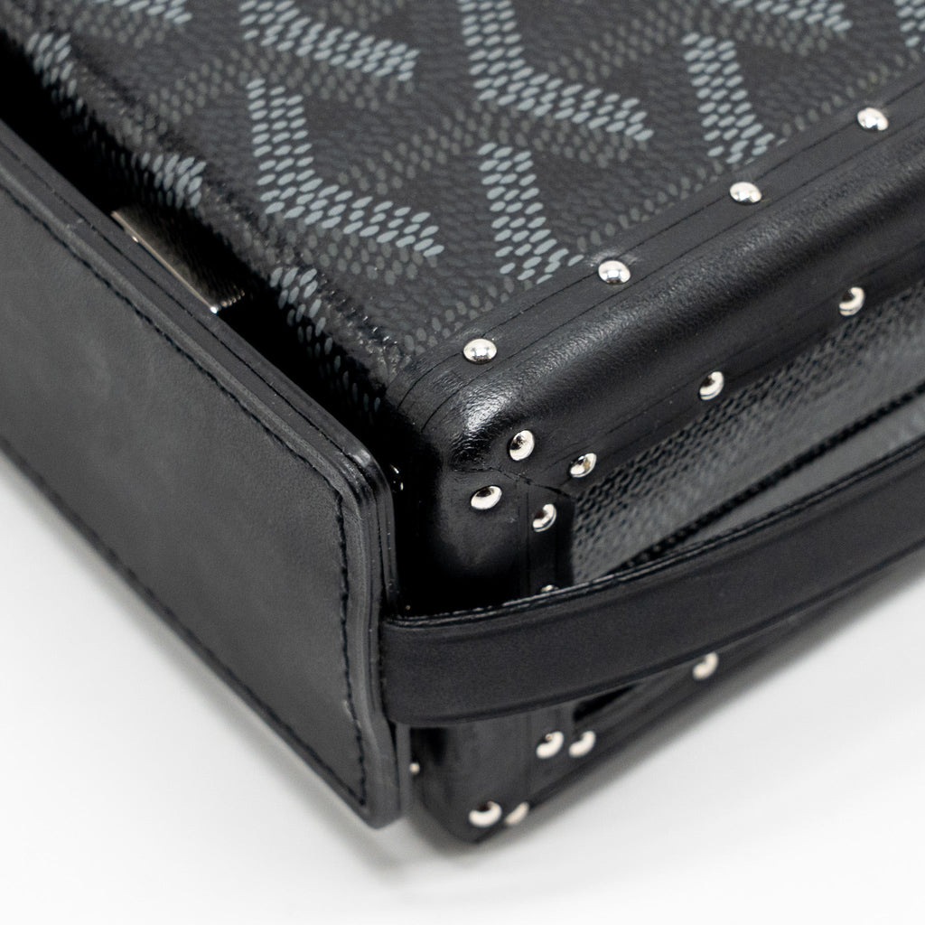 Goyard Minaüdière Trunk Bag – Black Goyardine Canvas, Silver Hardware