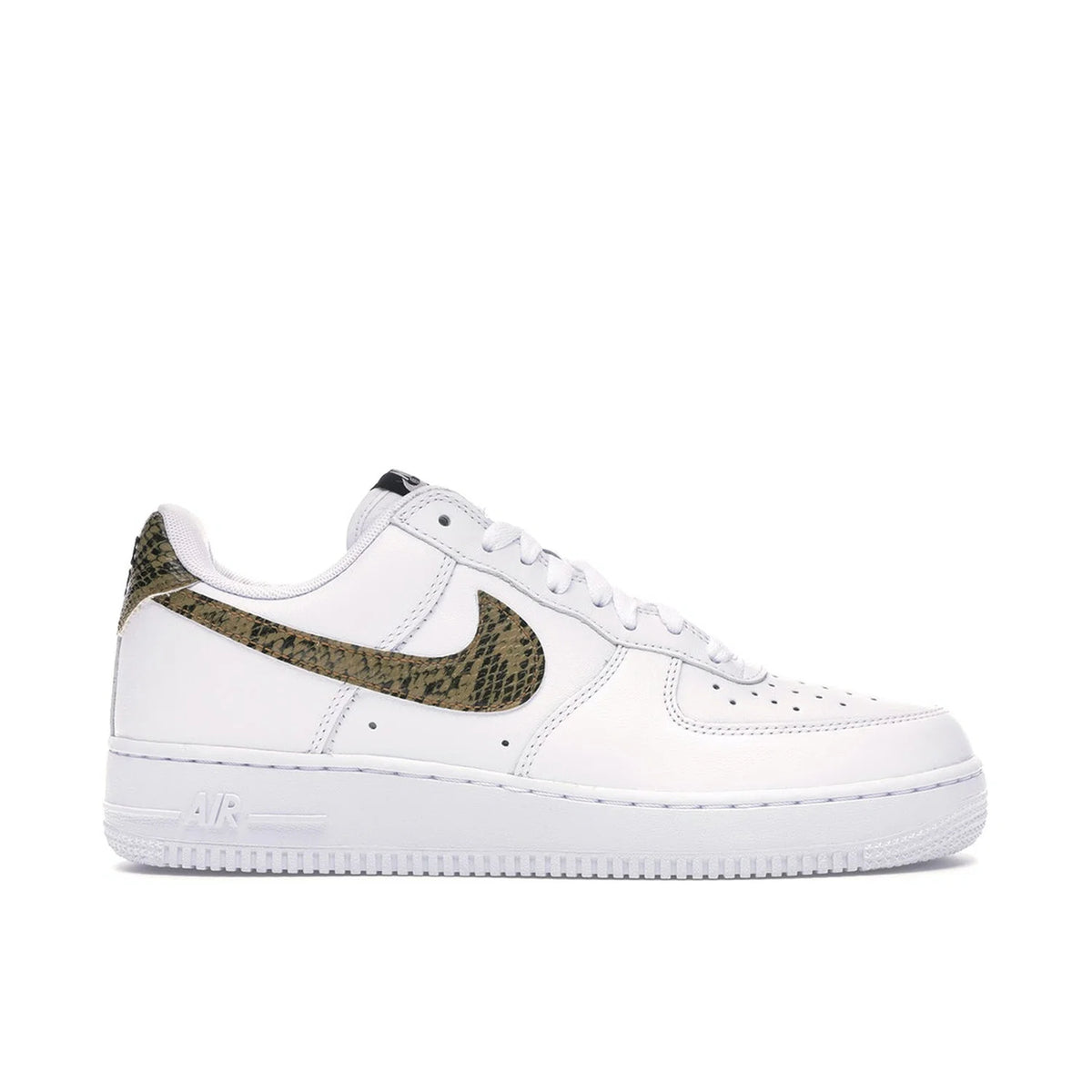 Nike Air Force 1 Low White Sneakers with Snakeskin-Pattern Swoosh