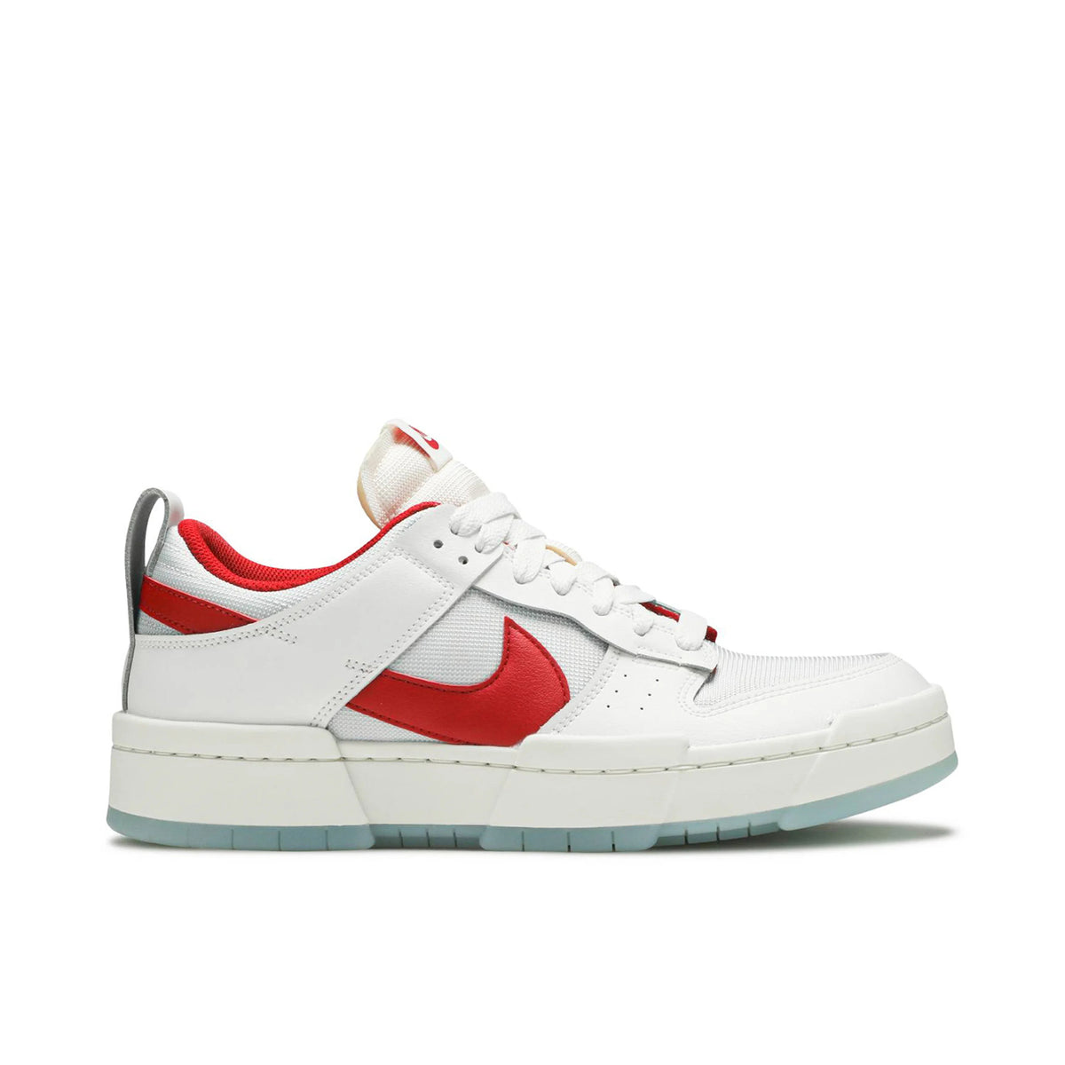 Nike White & Red Low-Top Sneakers with Pale Blue Outsole