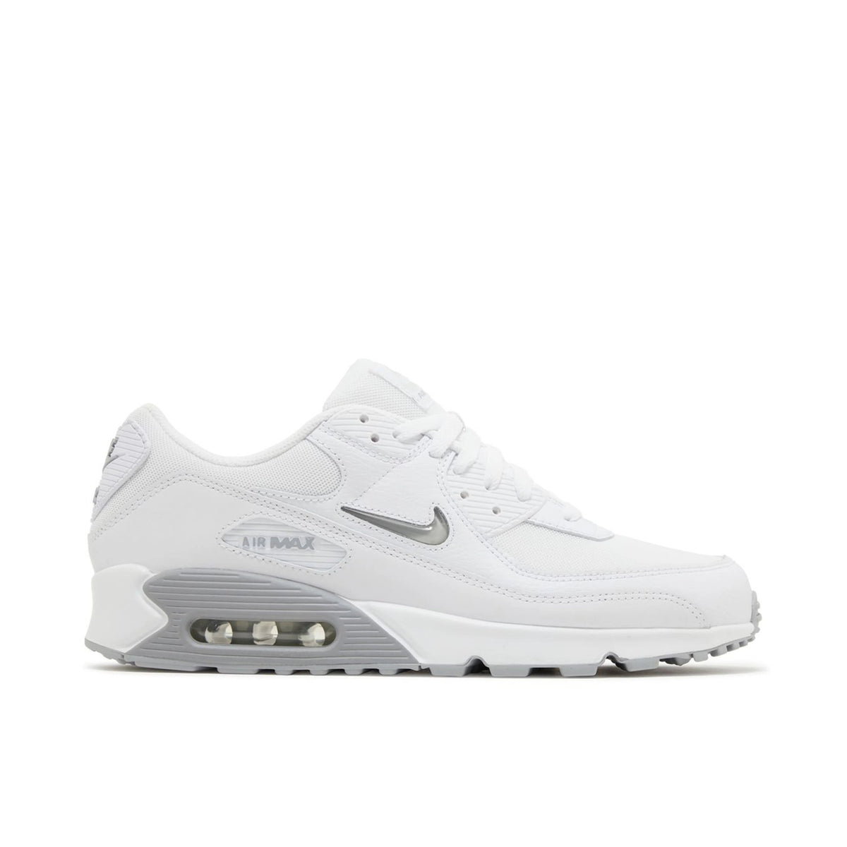 Nike Air Max 90 White Sneakers with Silver Swoosh