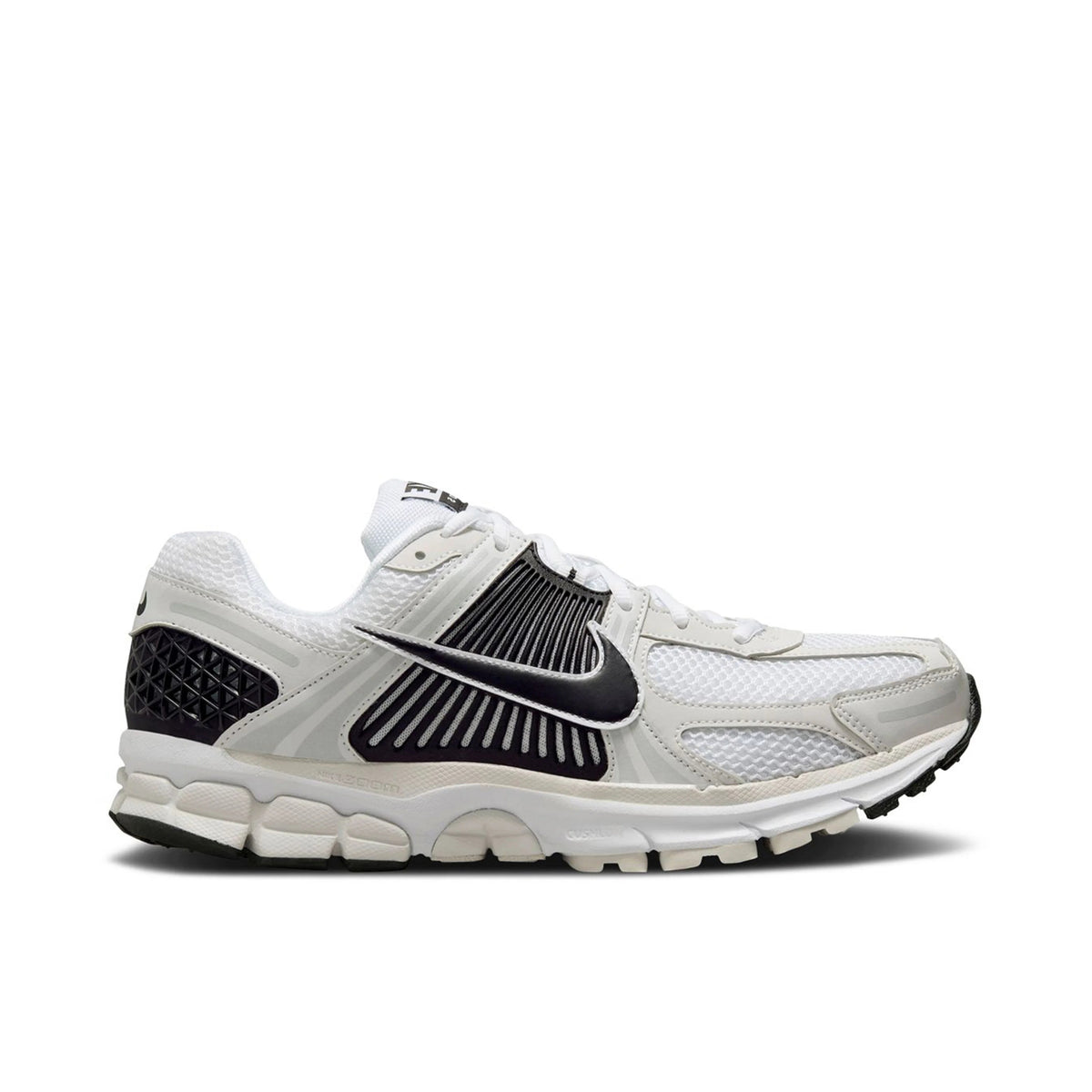Nike White & Black Mesh Sneakers with Striped Side Panels