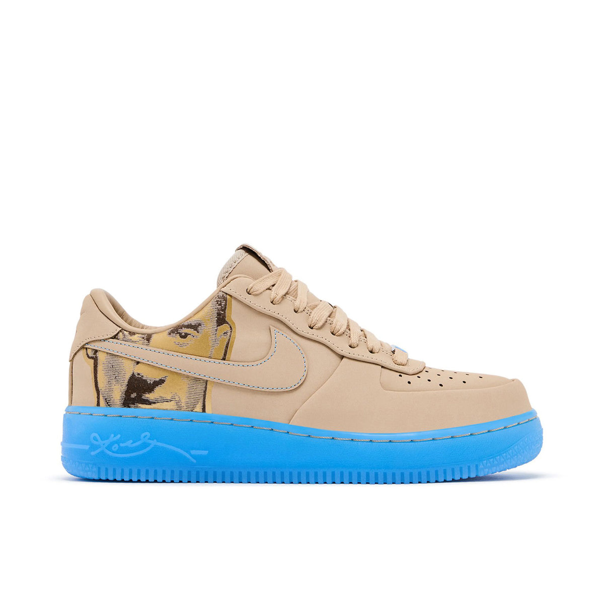 Nike Air Force 1 Low Tan & Blue Portrait Sneakers