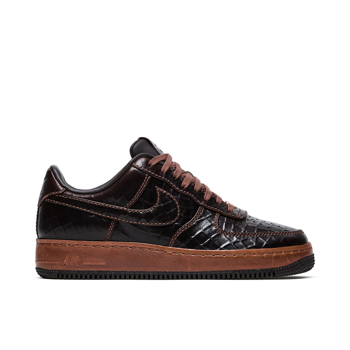 Nike Air Force 1 Low Dark Brown Croc-Effect Sneakers