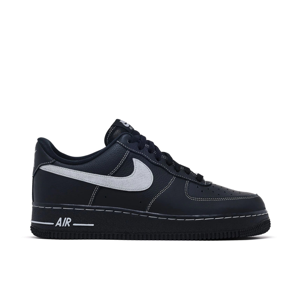 Nike Air Force 1 Low Black Sneakers with White Contrast Stitching