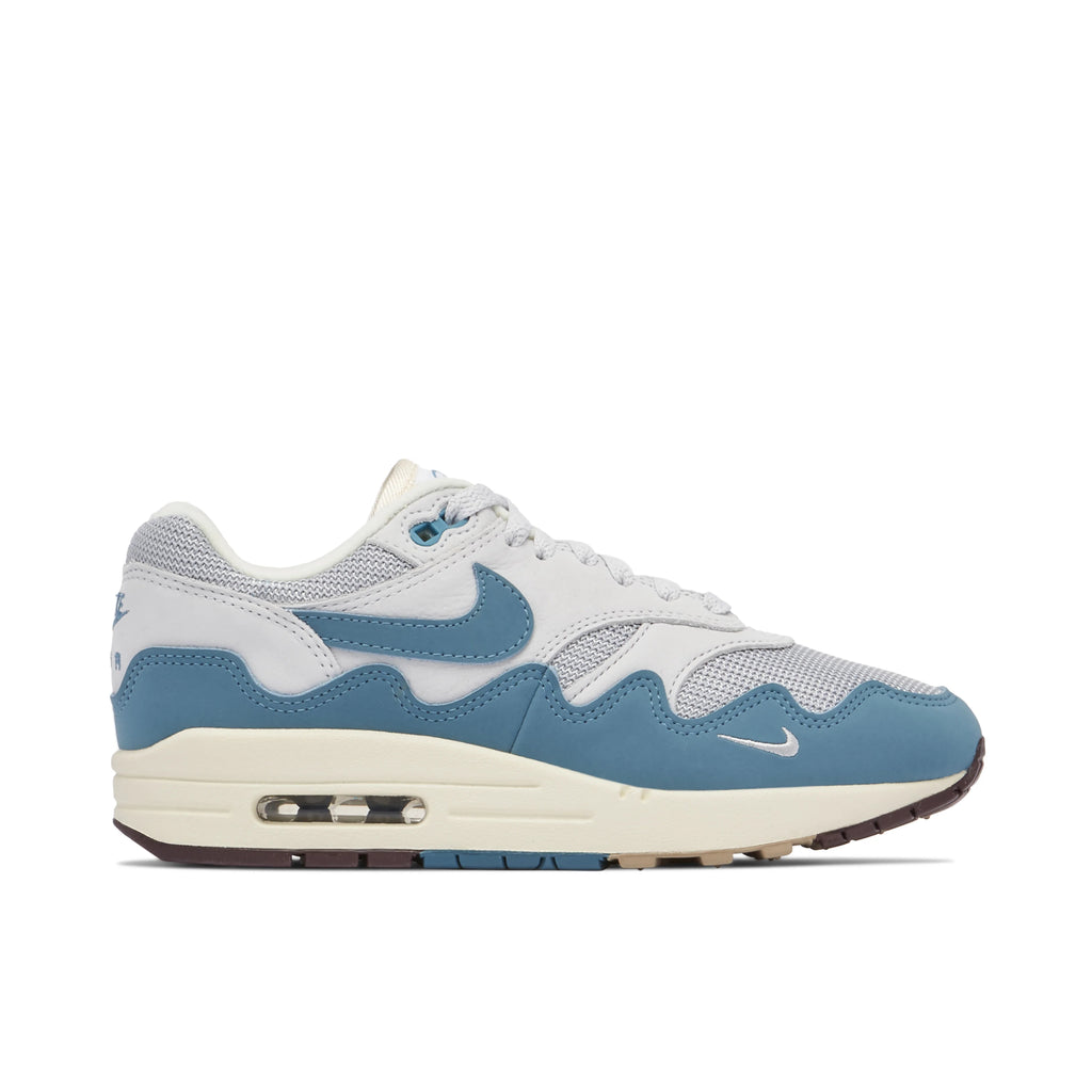 Nike Air Max 1 White & Blue Sneakers with Wavy Mudguard