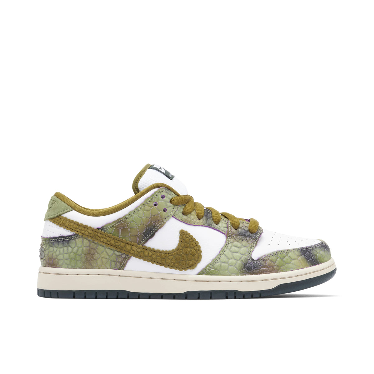 Nike SB Dunk Low Olive & White Scale-Pattern Sneakers