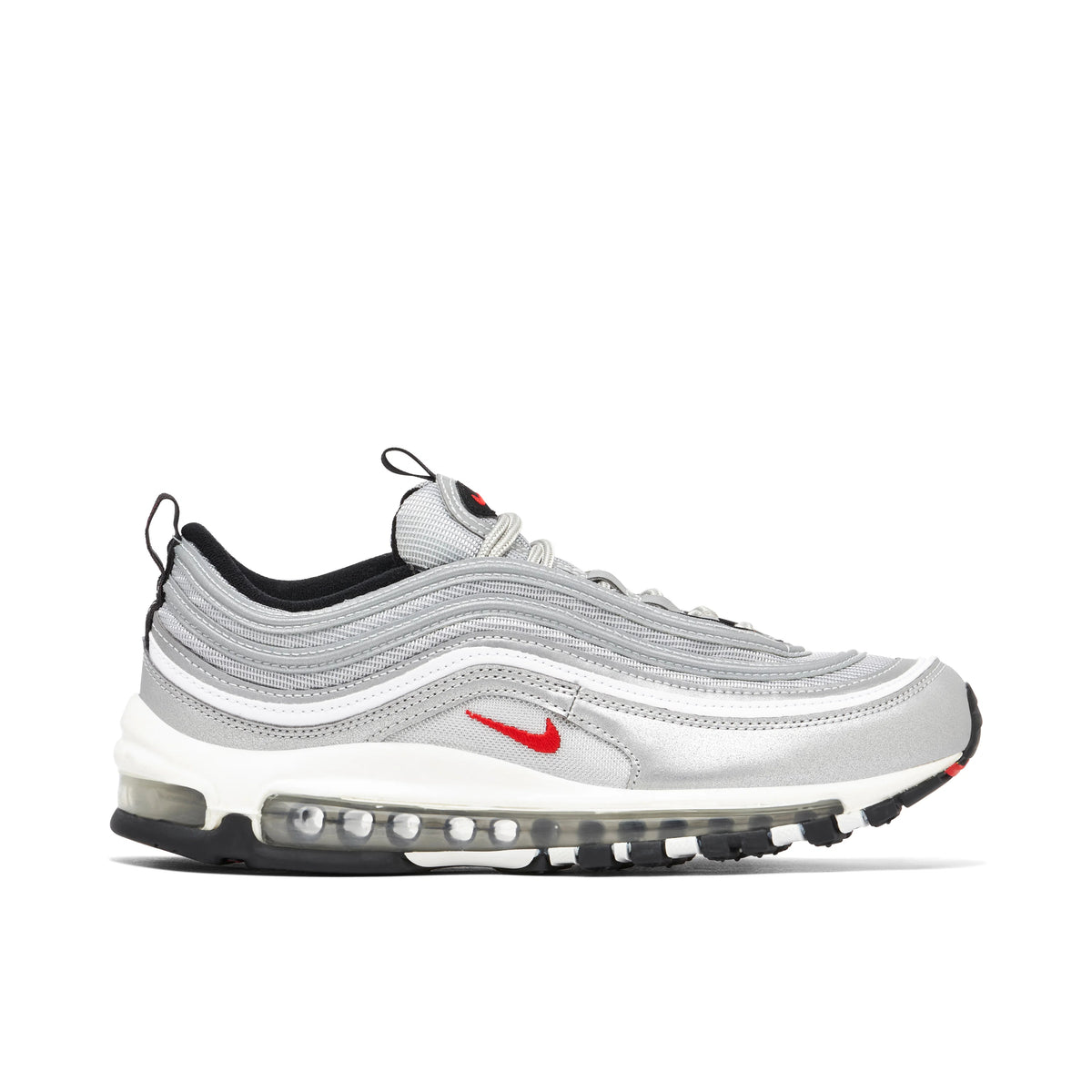 Nike Air Max 97 Silver Sneakers with Red Swoosh