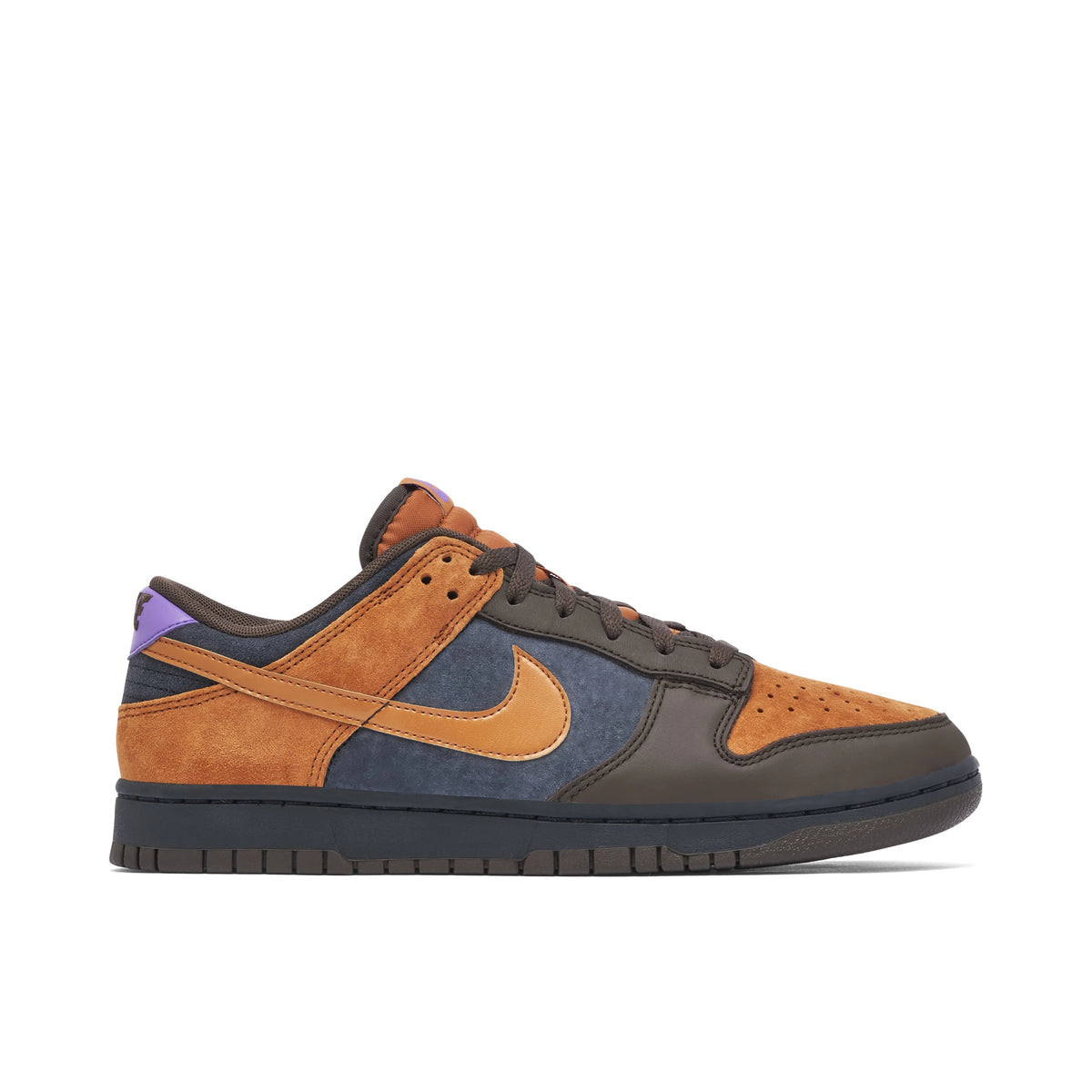 Nike Dunk Low Tan & Navy Sneakers with Purple Accents