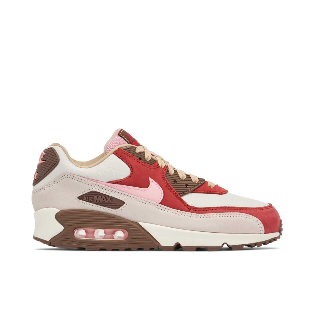 Nike Air Max 90 Red & Cream Sneakers with Pink Swoosh