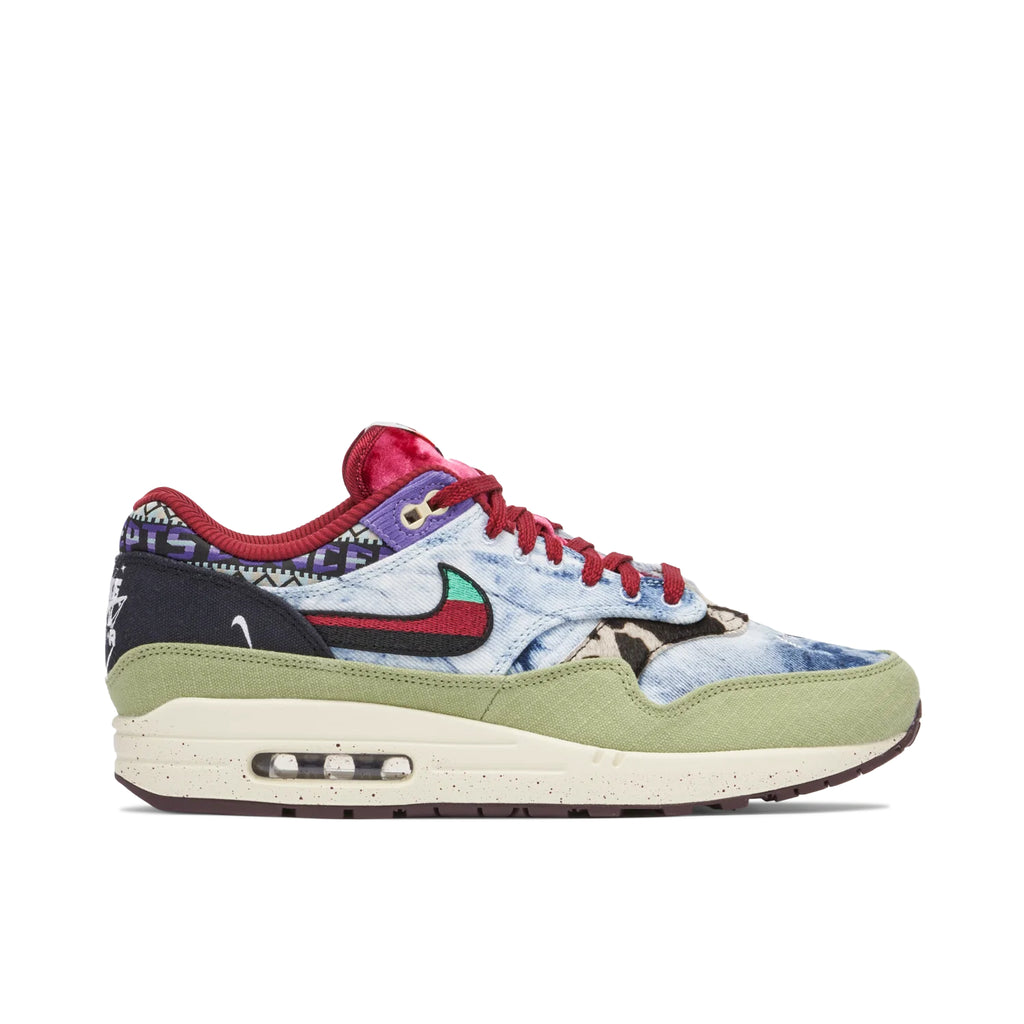 Nike Air Max 1 Multicolor Patchwork Sneakers with Olive Trim