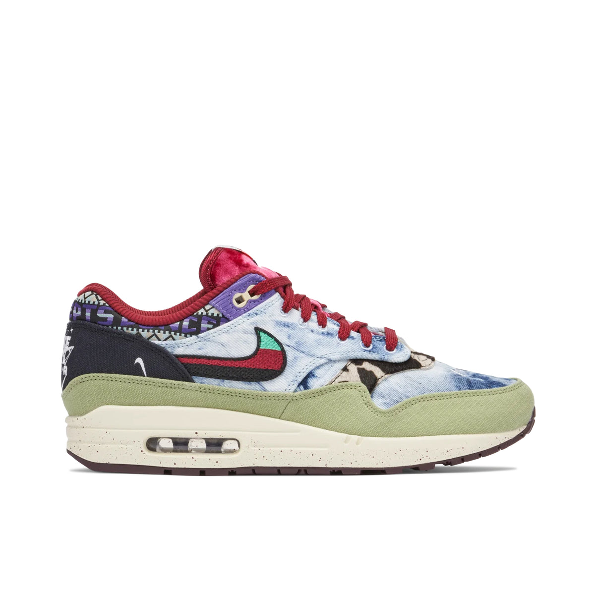 Nike Air Max 1 Multicolor Patchwork Sneakers with Olive Trim