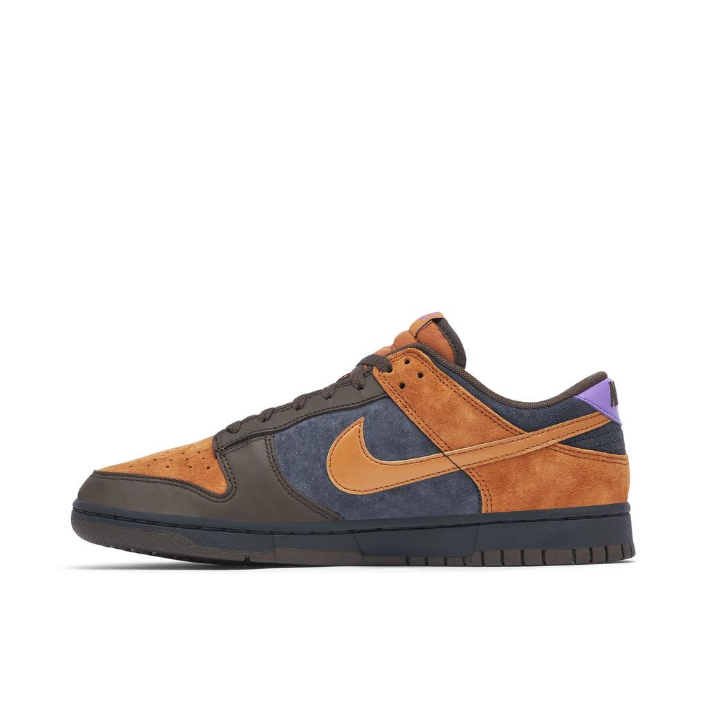 Nike Dunk Low Tan & Navy Sneakers with Purple Accents