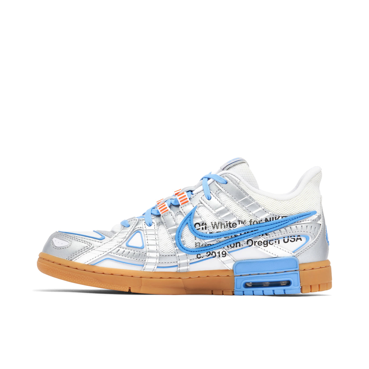 Nike White, Silver & Light Blue Sneakers with Gum Sole