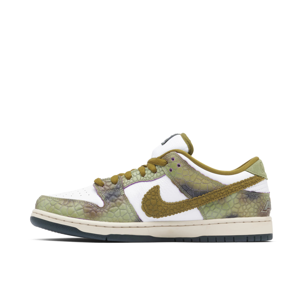 Nike SB Dunk Low Olive & White Scale-Pattern Sneakers