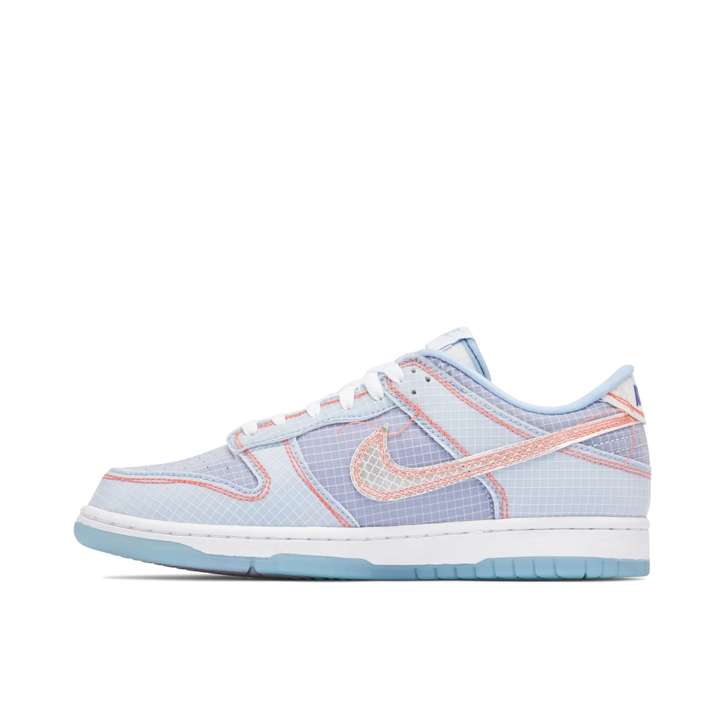 Union x Nike Dunk Low Light Blue Sneakers with Contrast Stitching