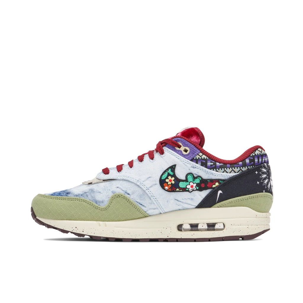 Nike Air Max 1 Multicolor Patchwork Sneakers with Olive Trim