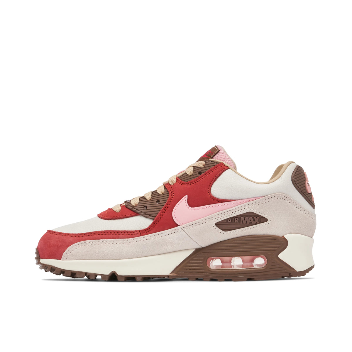 Nike Air Max 90 Red & Cream Sneakers with Pink Swoosh